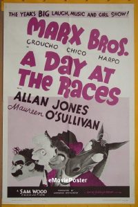 #197 DAY AT THE RACES 1sh R62 Marx Brothers 