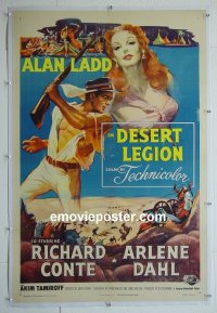 #2839 DESERT LEGION linen one-sheet '53 Ladd, Conte
