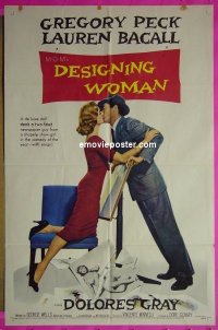 #9113 DESIGNING WOMAN 1sh '57 Peck, Bacall 