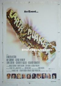 B002 EARTHQUAKE paperbacked one-sheet movie poster 74 Heston