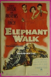 #7621 ELEPHANT WALK 1sh '54 Elizabeth Taylor 