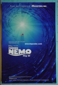 n068 FINDING NEMO DS shark advance one-sheet movie poster '03 Disney, Pixar
