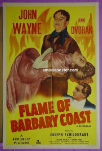 #9179 FLAME OF BARBARY COAST 1sh R50 J. Wayne 