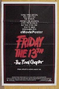 FRIDAY THE 13th - THE FINAL CHAPTER adv 1sheet