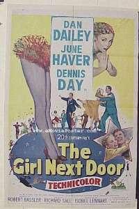 A422 GIRL NEXT DOOR one-sheet movie poster '53 Dailey, Haver
