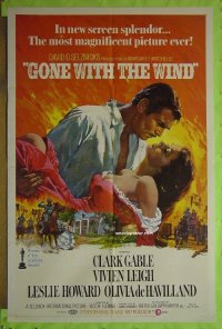 v012 GONE WITH THE WIND one-sheet movie poster R68 Clark Gable, Leigh