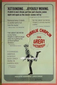 A444 GREAT DICTATOR one-sheet movie poster R72 Chaplin