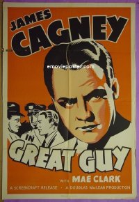 #7796 GREAT GUY 1sh '36 James Cagney 