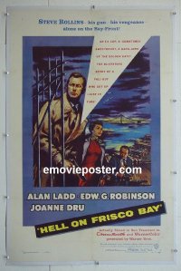 #2871 HELL ON FRISCO BAY linen one-sheet '56 Alan Ladd
