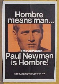 #412 HOMBRE rare advance 1sh '66 Paul Newman 