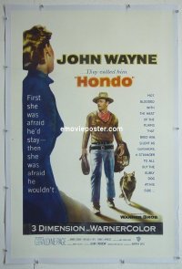 #2327 HONDO linen 1sh '53 3D John Wayne 