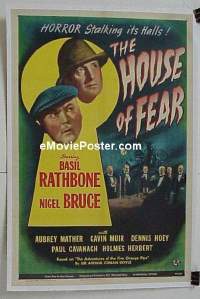 #054 THE HOUSE OF FEAR linen 1sh '44 Rathbone 