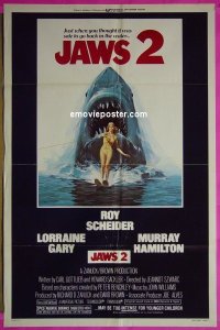 A653 JAWS 2 one-sheet movie poster '78 Scheider, sharks