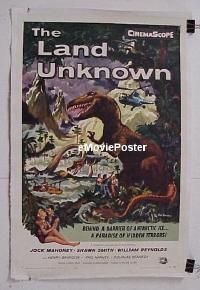 #012 LAND UNKNOWN linen 1sh '57 dinosaurs! 