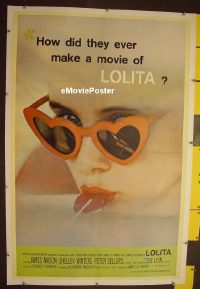 e157 LOLITA linen one-sheet movie poster '62 Stanley Kubrick, James Mason