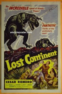 #9424 LOST CONTINENT 1sh '51 Romero, Hoyt 