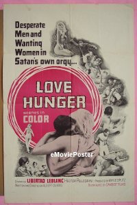 A745 LOVE HUNGER one-sheet movie poster '65 Satan's orgy!