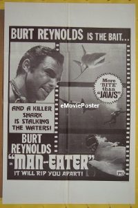 #1801 SHARK 1sh R1975 Burt Reynolds is the bait, more bite than Jaws, Man-Eater
