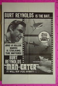 #7979 SHARK 1sh R1975 Burt Reynolds is the bait, more bite than Jaws, Man-Eater