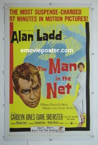 #2892 MAN IN THE NET linen one-sheet '59 Ladd, Jones