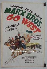#011 GO WEST linen 1sh '40 Marx Brothers 
