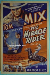#2081 MIRACLE RIDER 1sh R46 Tom Mix is the idol of every boy in the world in this serial!