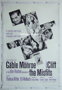 M078 MISFITS linen one-sheet movie poster '61 Gable, Monroe, Clift
