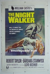 #2905 NIGHT WALKER linen one-sheet '65 Taylor, Stanwyck