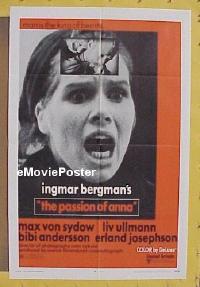 #414 PASSION OF ANNA 1sh '70 Ingmar Bergman 