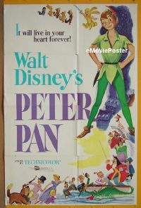 A932 PETER PAN one-sheet movie poster R76 Walt Disney classic