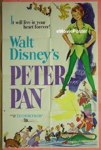 #480 PETER PAN 1sh R76 Walt Disney classic 