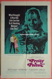 A943 PRETTY POISON one-sheet movie poster '68 Anthony Perkins,Tusday Weld