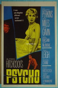 Q407 PSYCHO one-sheet movie poster '60 Leigh, Perkins,Hitchcock