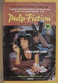 #293 PULP FICTION recalled advance 1sh '94 Quentin Tarantino, Uma Thurman smoking Lucky Strikes!