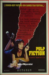 n158 PULP FICTION teaser one-sheet movie poster '94 Travolta, Jackson