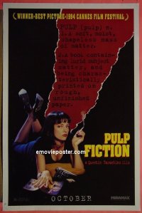 #6637 PULP FICTION teaser 1sh '94 Travolta 