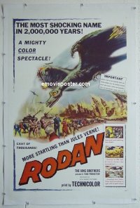 h027 RODAN linen one-sheet movie poster '56 Ishiro Honda, Toho, sci-fi
