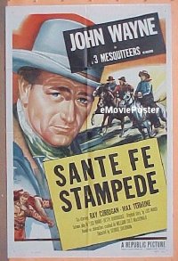 #413 JOHN WAYNE stock 1sh 1953 great image of The Duke, Sante Fe Stampede