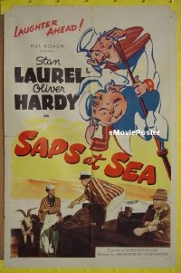 #461 SAPS AT SEA 1sh R46 Laurel & Hardy