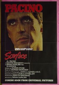 #556 SCARFACE advance 1sh83 Al Pacino,Pfeiffer