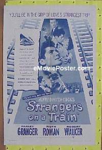 Q652 STRANGERS ON A TRAIN one-sheet movie poster R57 Hitchcock