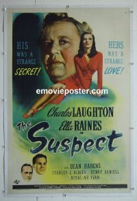 #2939 SUSPECT linen one-sheet '44 Charles Laughton