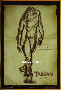 #336 TARZAN DS teaser 1sh '99 Walt Disney 