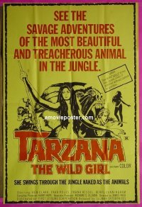 #7685 TARZANA THE WILD GIRL 1sh R72 jungle sex