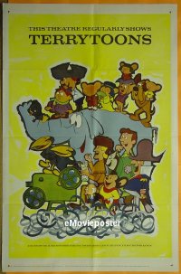 Q713 TERRYTOONS one-sheet movie poster '62 Mighty Mouse