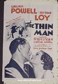 Q732 THIN MAN one-sheet movie poster R62 William Powell, Myrna Loy