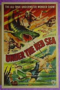 #8454 UNDER THE RED SEA 1sh '52 cool image!