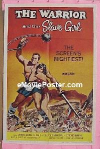 Q834 WARRIOR & THE SLAVE GIRL one-sheet movie poster '59 cool image!
