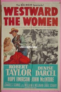 #605 WESTWARD THE WOMEN 1sh '51 Robert Taylor 