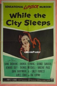 #725 WHILE THE CITY SLEEPS 1sh '56 Fritz Lang 